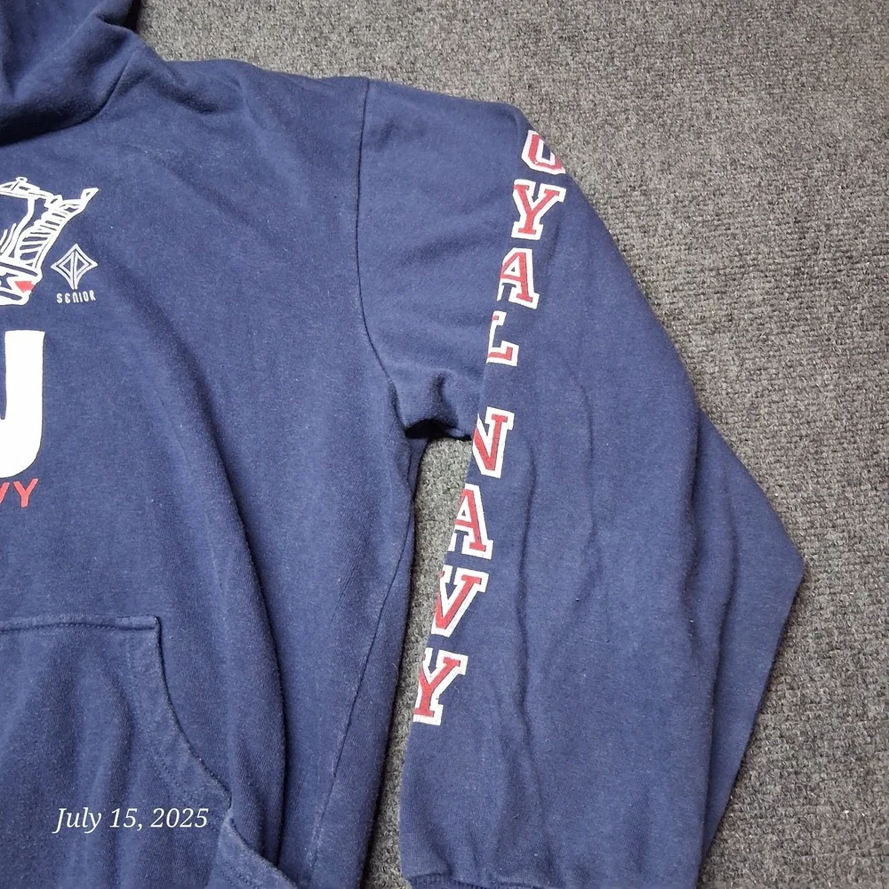 Vintage Royal Navy Hoodie by Senior Size XL Blue Sweatshirt 90s‎ Pullover